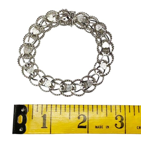 VINTAGE 1950's Sterling CFC Silver Chain Link Heart Bracelet - Picture 6 of 6